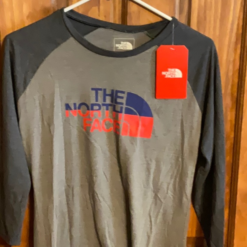 The North Face Gray and Black Raglan Tee